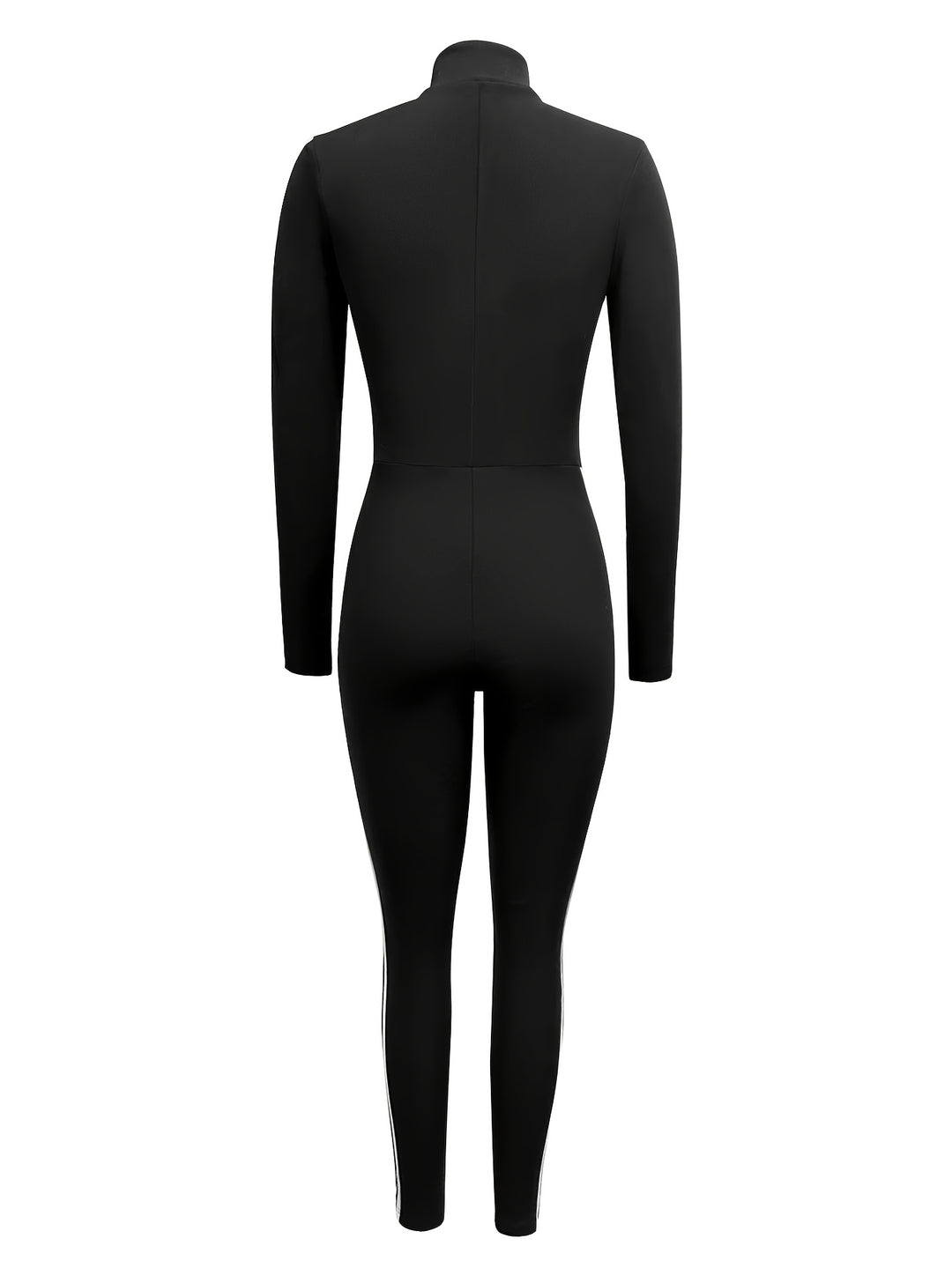 Sexy Stretchy Striped Slim-Fit Half-Zip Jumpsuits - Flossy Mom