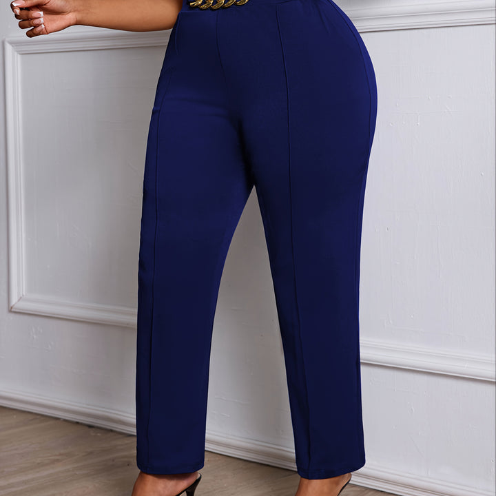 All-Day Comfort 💼 Plus Size Straight-Leg Work Pants - Flossy Mom