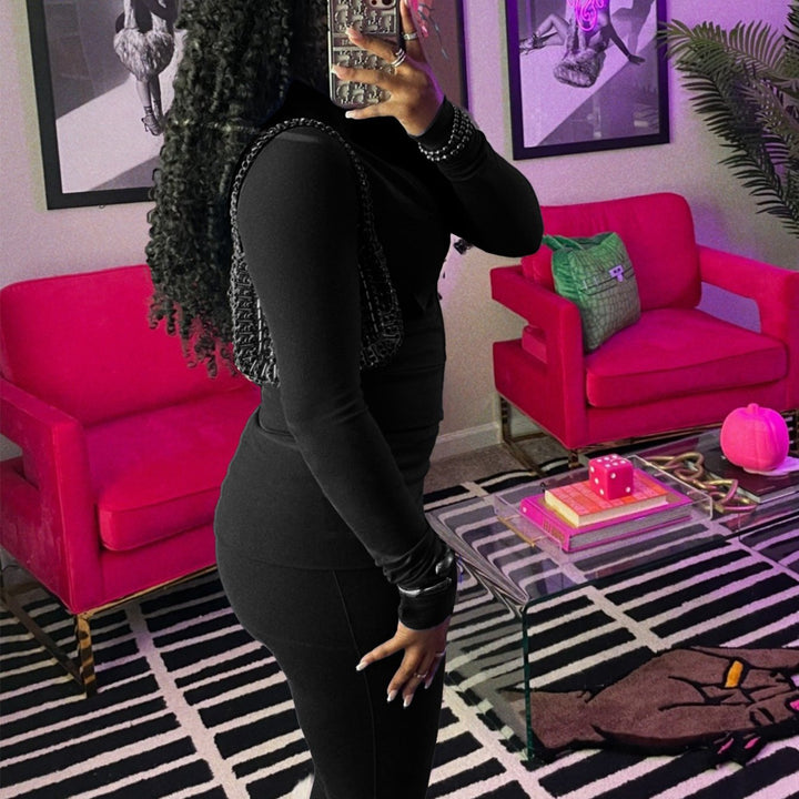 Sleek Velvet-Like Slim Crop Set | Sexy & Confident 💋 - Flossy Mom