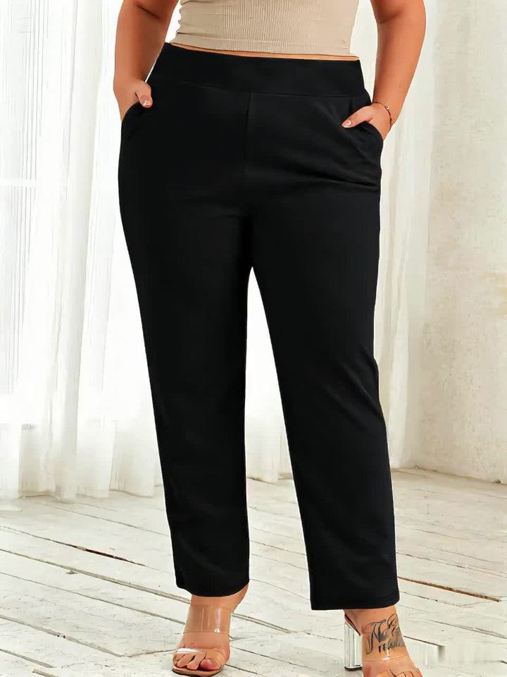 Stretch  Knit Fabric Plus Size Pants 👩‍💼 Office Wear - Flossy Mom
