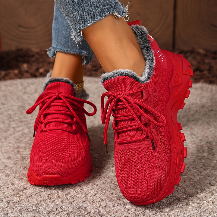 Cozy Plush Lined Fur Slip-Resistant Cushioned Sneakers - Flossy Mom