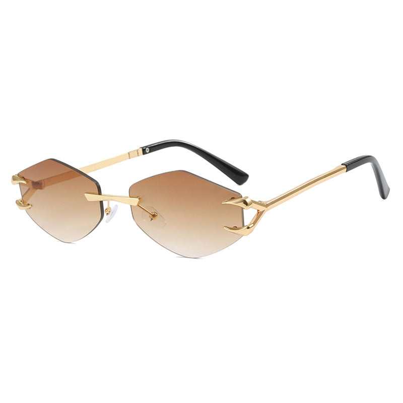 Shady Vibes Frameless Polygon Metal Sunglasses - Flossy Mom