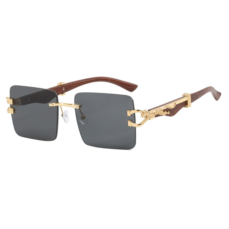 Leopard Metal Accent Frameless Sunglasses - Flossy Mom