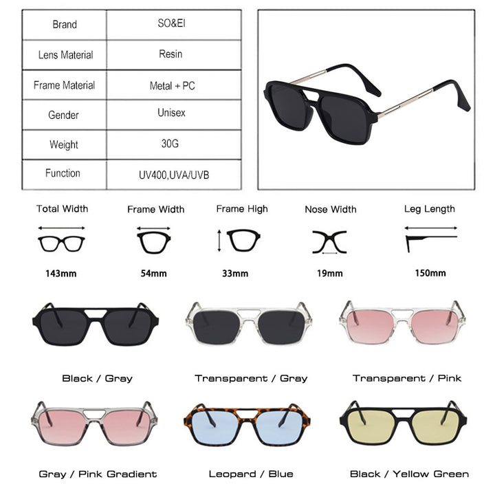 😎 Hollow Double Bridge Square Frames Sunglasses ✨ - Flossy Mom