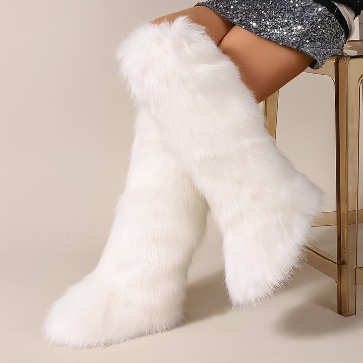 Must-Have Sexy Look Knee-High Faux Fur Women's Boots - Flossy Mom