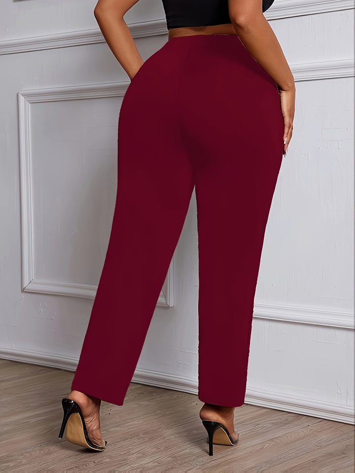 All-Day Comfort 💼 Plus Size Straight-Leg Work Pants - Flossy Mom
