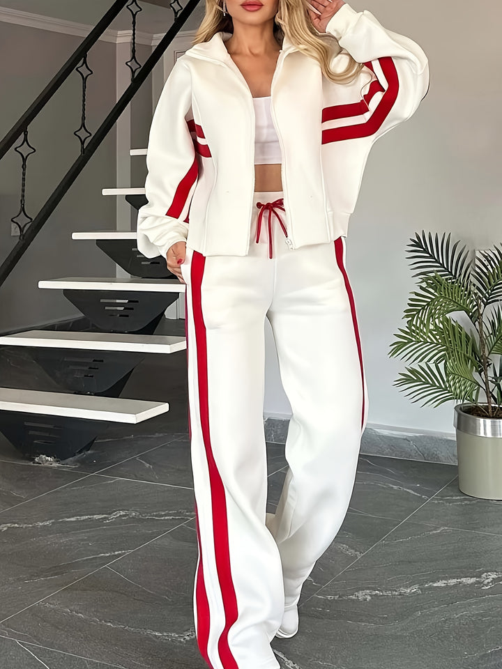 Y2K Soft Comfy Striped Plus Size Tracksuits - Flossy Mom