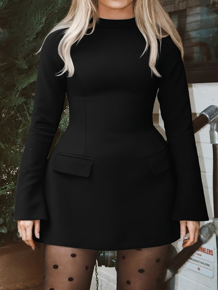 Crew Neck Body-Flattering Plus Size Stretch Dresses - Flossy Mom