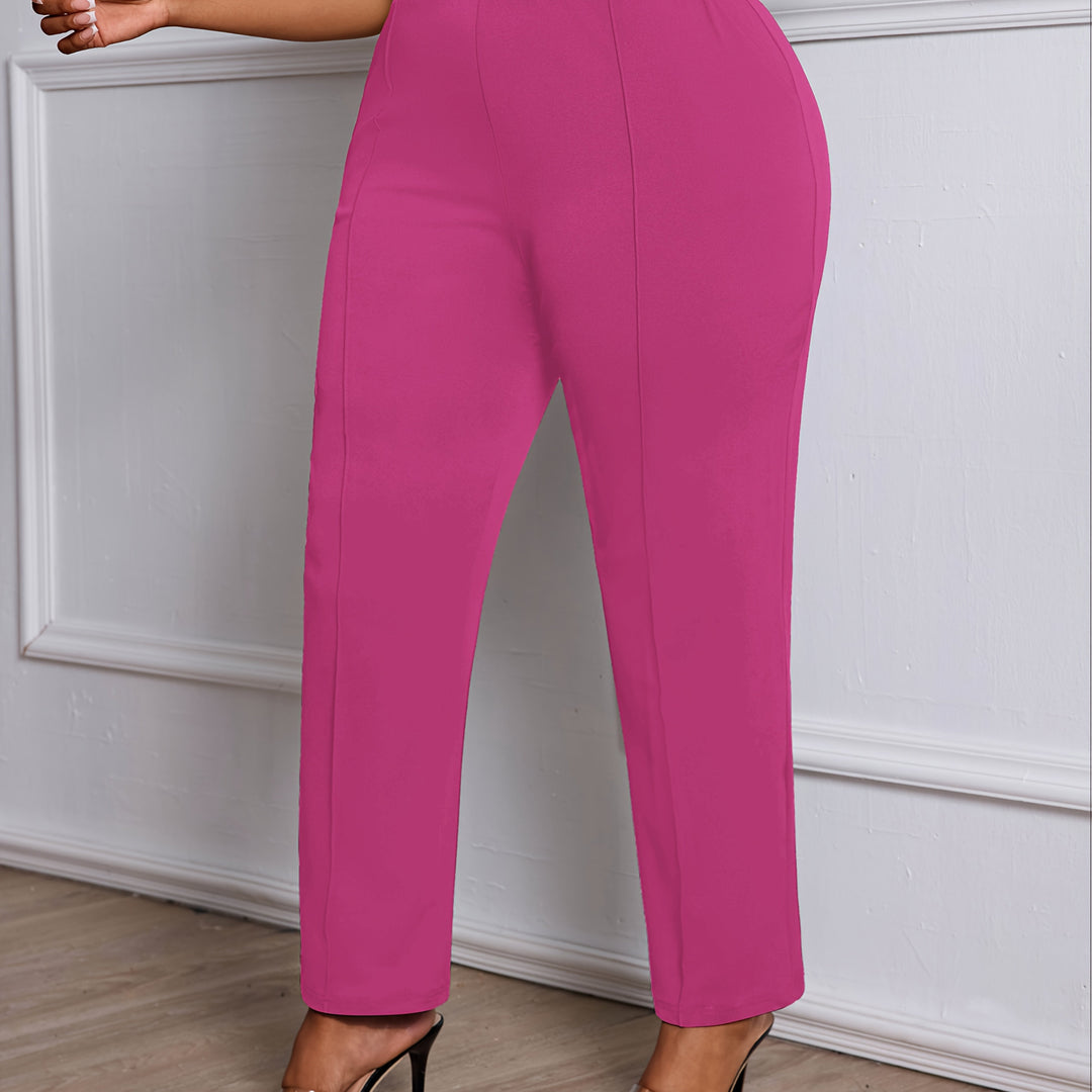 All-Day Comfort 💼 Plus Size Straight-Leg Work Pants - Flossy Mom