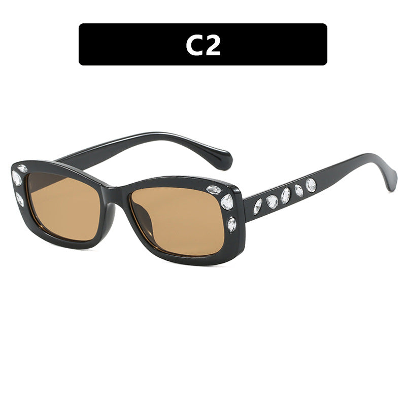 High-End Square Frame Diamond Inlaid Sunglasses - Flossy Mom