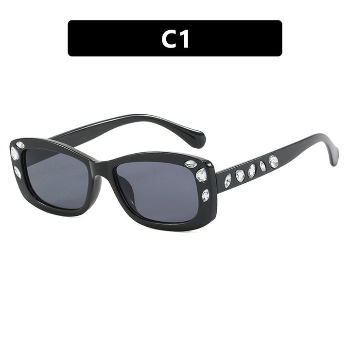 High-End Square Frame Diamond Inlaid Sunglasses - Flossy Mom