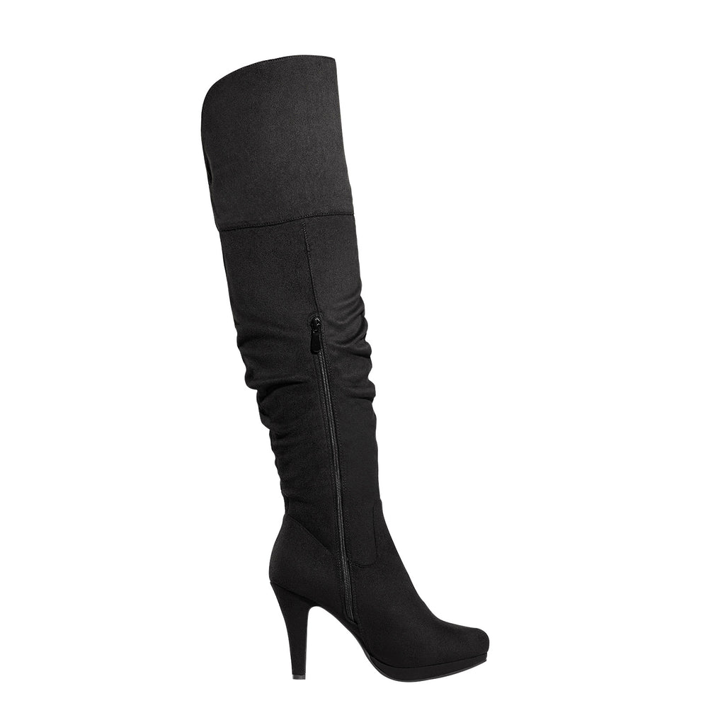 Luxe Sleek Chunky Heel Thigh-High Riding Boots - Flossy Mom