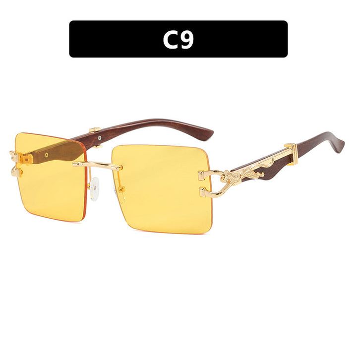 Leopard Metal Accent Frameless Sunglasses - Flossy Mom