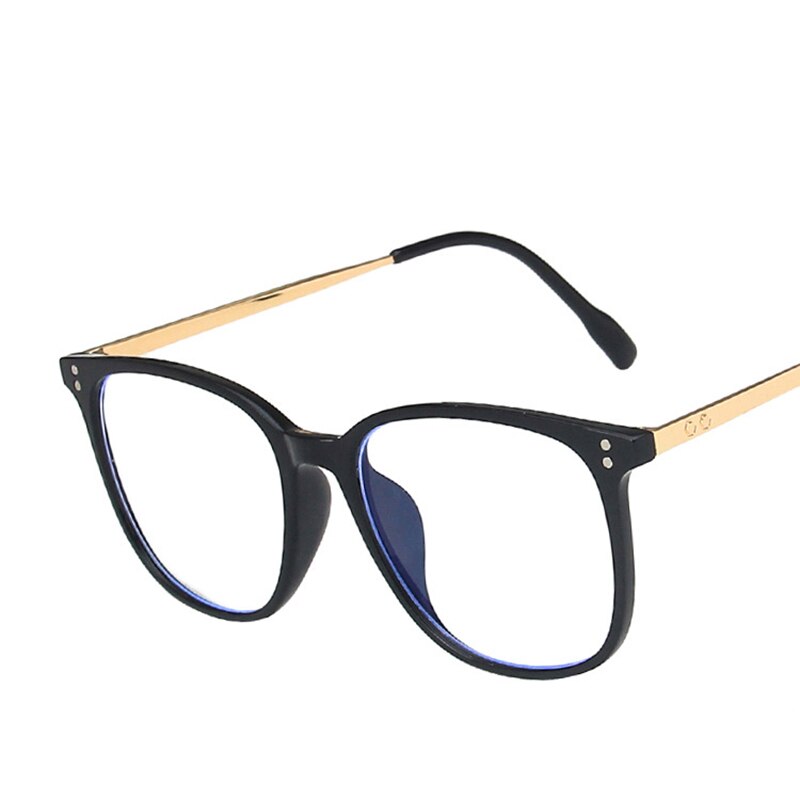 Women's Trendy Y2K Metal Frame Anti Blue Light Optic Lens black Sunglasses