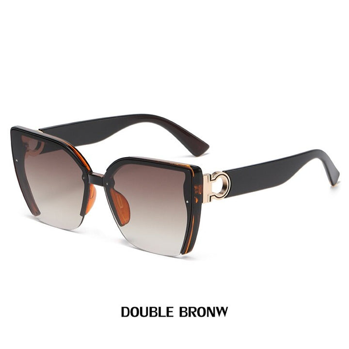 Timeless Semi Rimless Cat Eye Sunglasses For Ladies