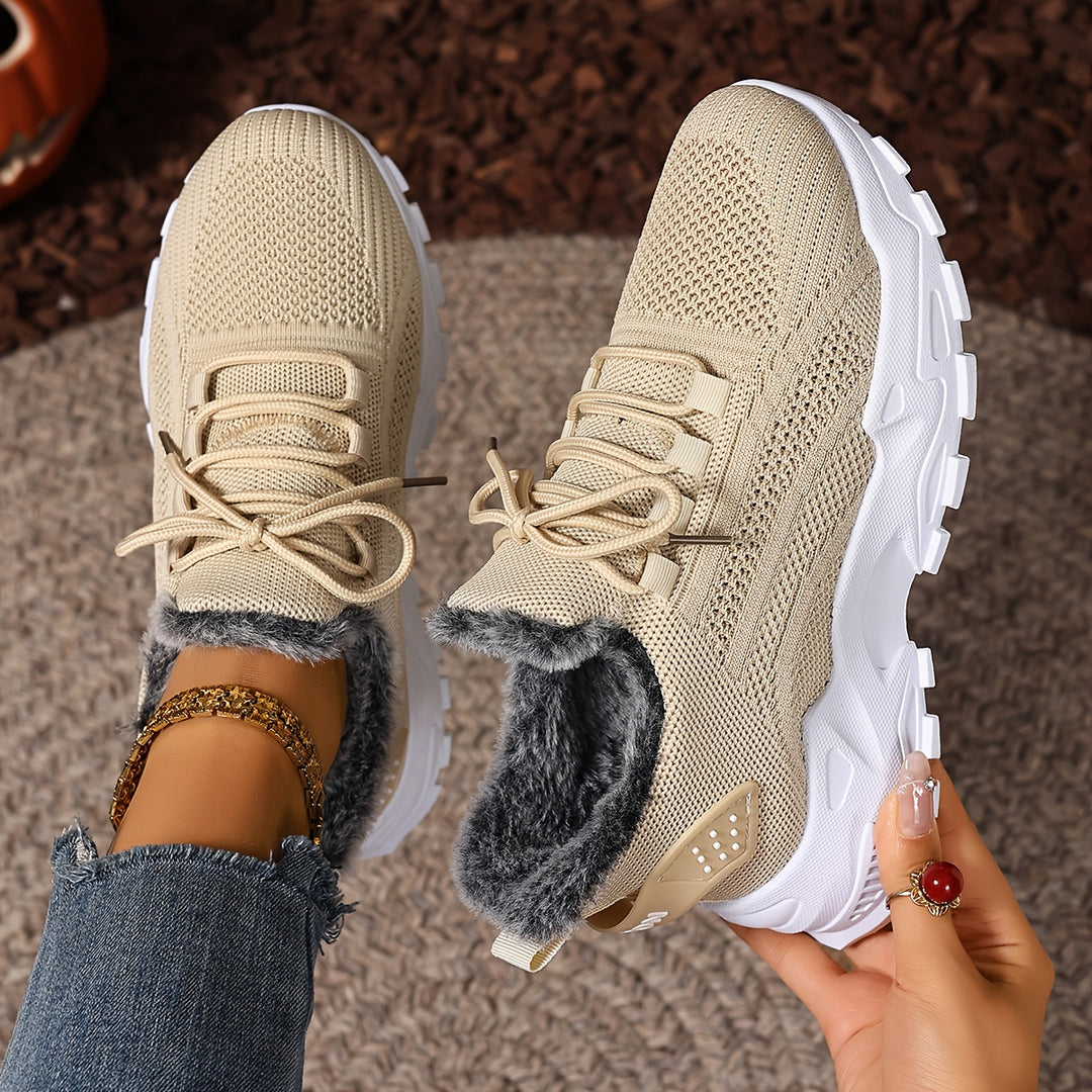 Cozy Plush Lined Fur Slip-Resistant Cushioned Sneakers - Flossy Mom