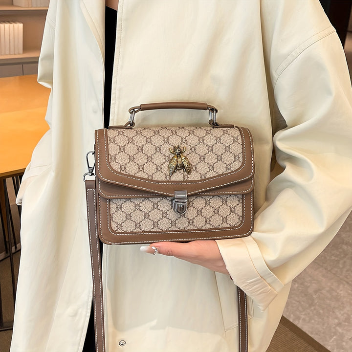 Geometric Pattern Strap Bee Pendant PU Leather Handbags - Flossy Mom