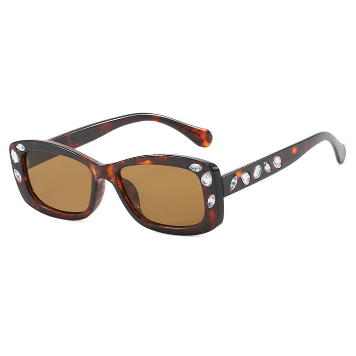 High-End Square Frame Diamond Inlaid Sunglasses - Flossy Mom