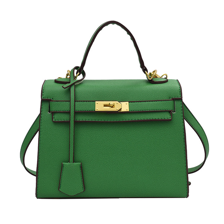 Women's Designer Faux Leather Kelly Handbag In large green— Retro Luxury Crossbody Bag | Flossy Mom