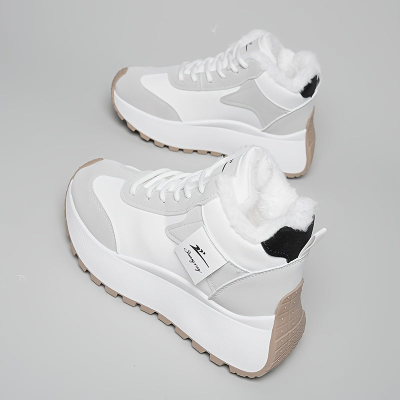 Warm Cozy Cushioned Plush Fur lining High-Top Sneakers - Flossy Mom