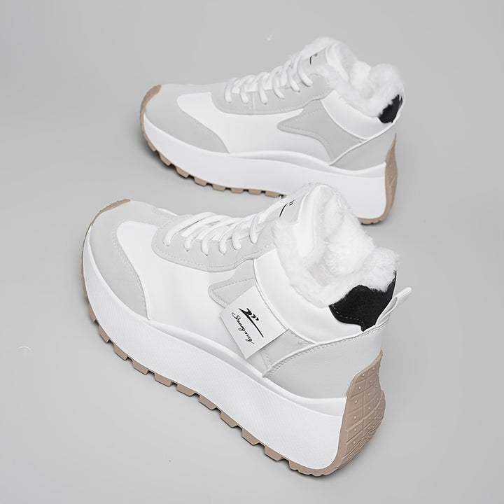 Warm Cozy Cushioned Plush Fur lining High-Top Sneakers - Flossy Mom