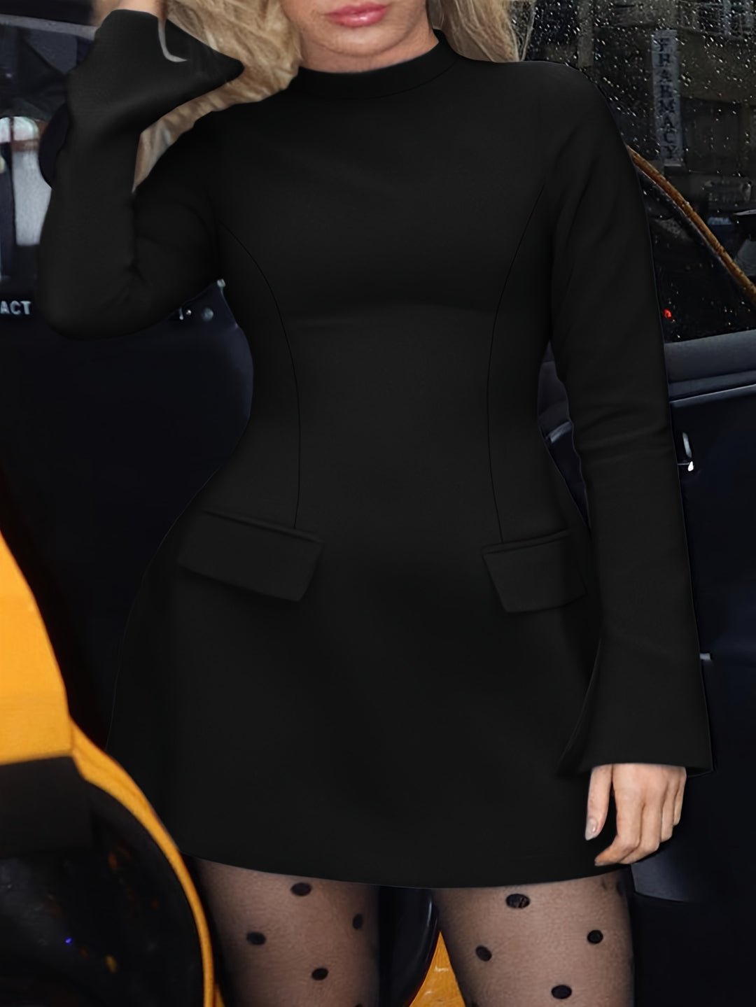 Crew Neck Body-Flattering Plus Size Stretch Dresses - Flossy Mom