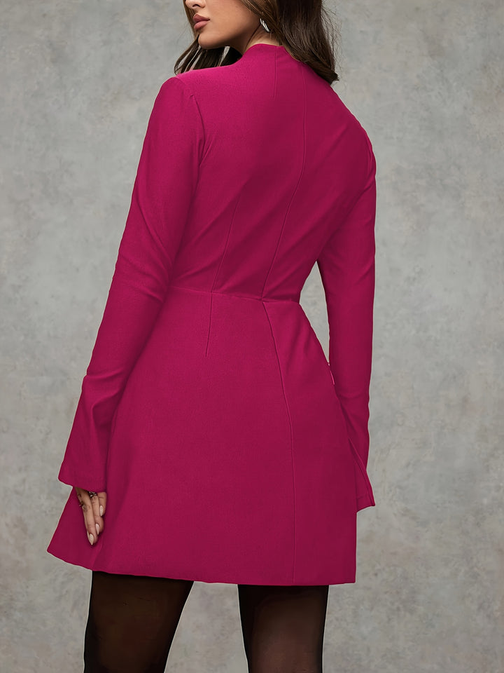 Professional  Turtleneck Zip-Waist Full- Hem Dresses - Flossy Mom