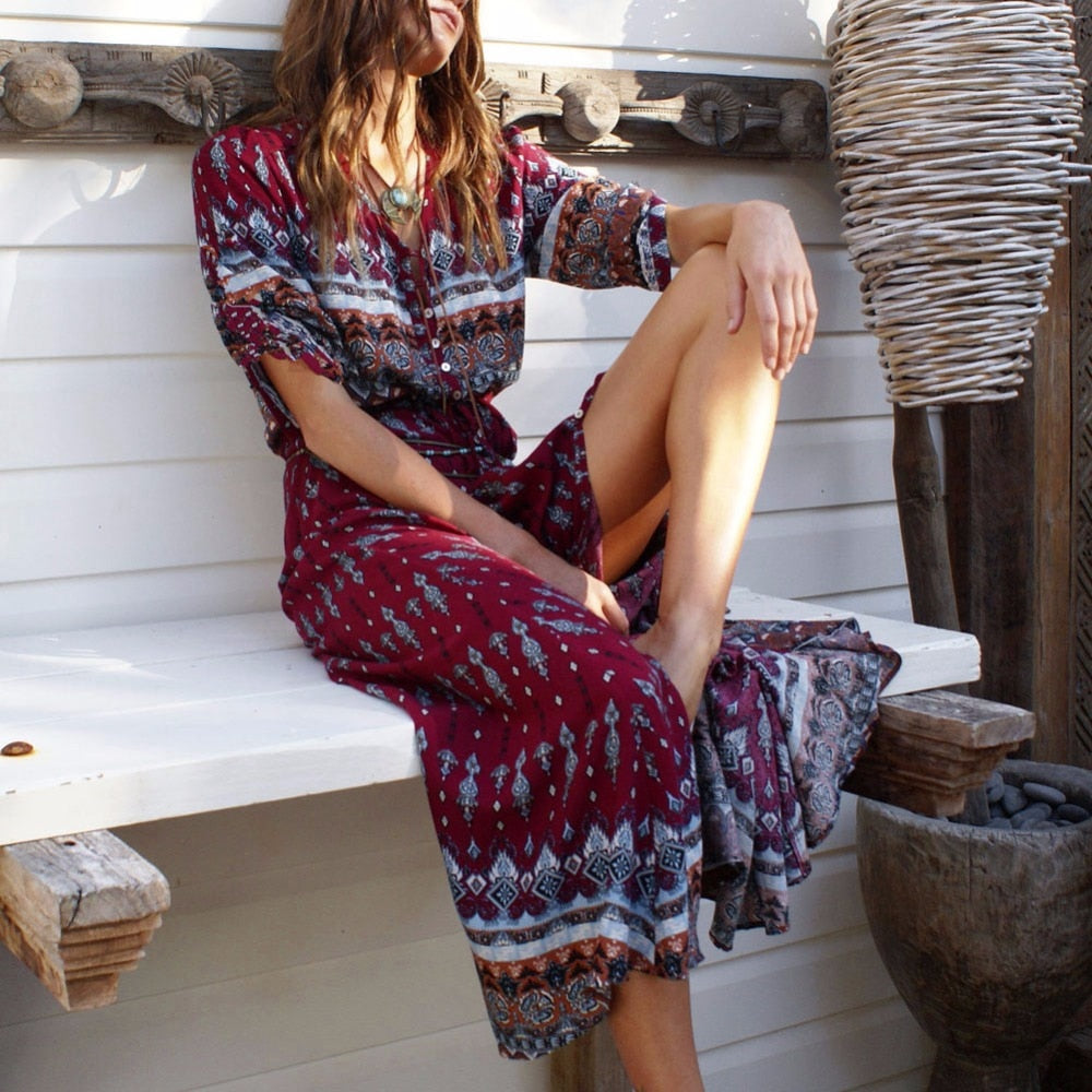 Lovely Long Cool Summer Breeze Bohemian Maxi Dresses