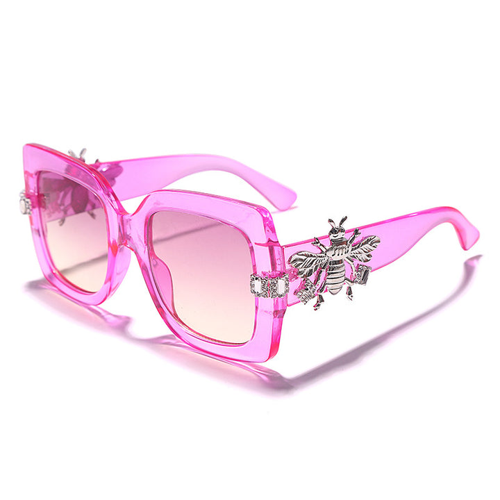 Bee Chic Retro Big Square Frame Diamonds Sunglasses - Flossy Mom