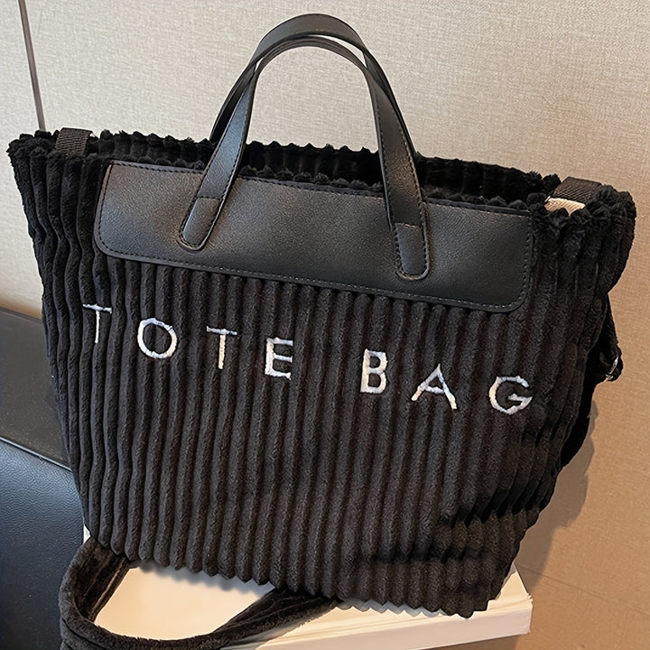 Large Zipper Tote Letter Print Golden Hardware Bags - Flossy Mom