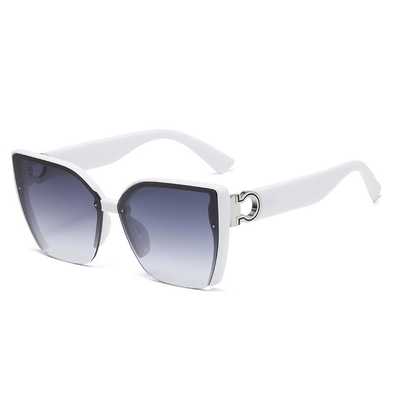 Timeless Semi Rimless Cat Eye Sunglasses For Ladies
