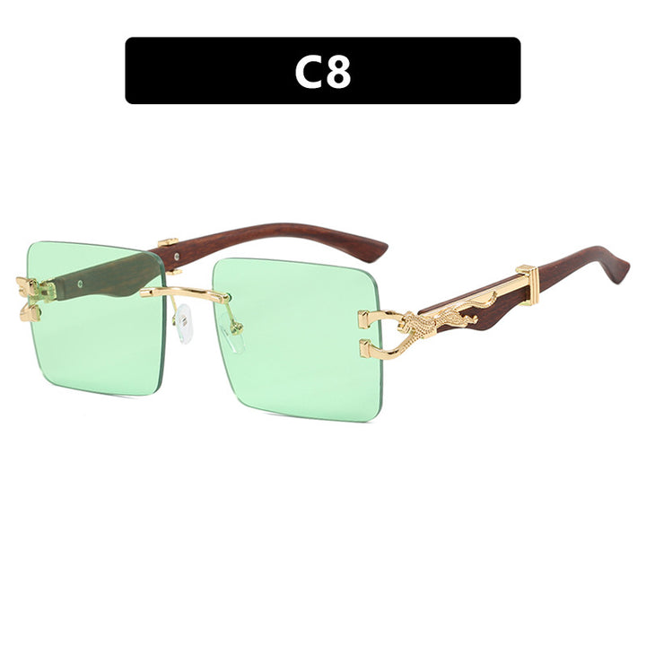 Leopard Metal Accent Frameless Sunglasses - Flossy Mom