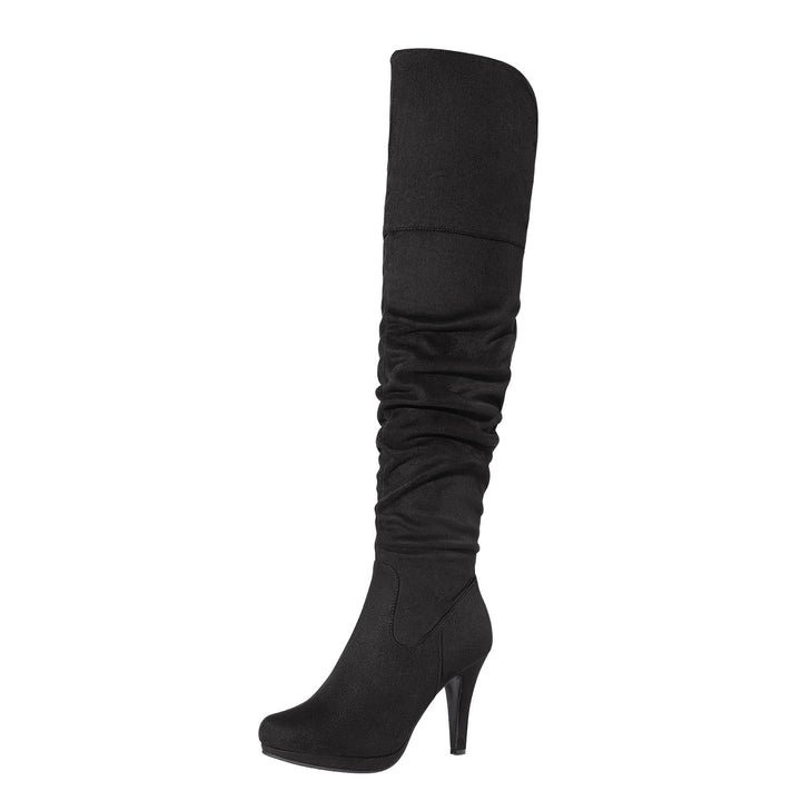 Luxe Sleek Chunky Heel Thigh-High Riding Boots - Flossy Mom