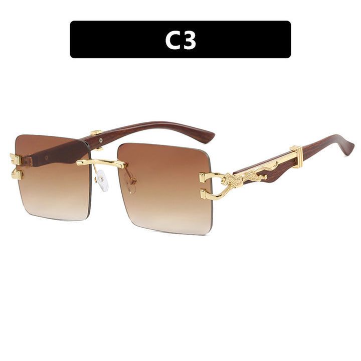 Leopard Metal Accent Frameless Sunglasses - Flossy Mom