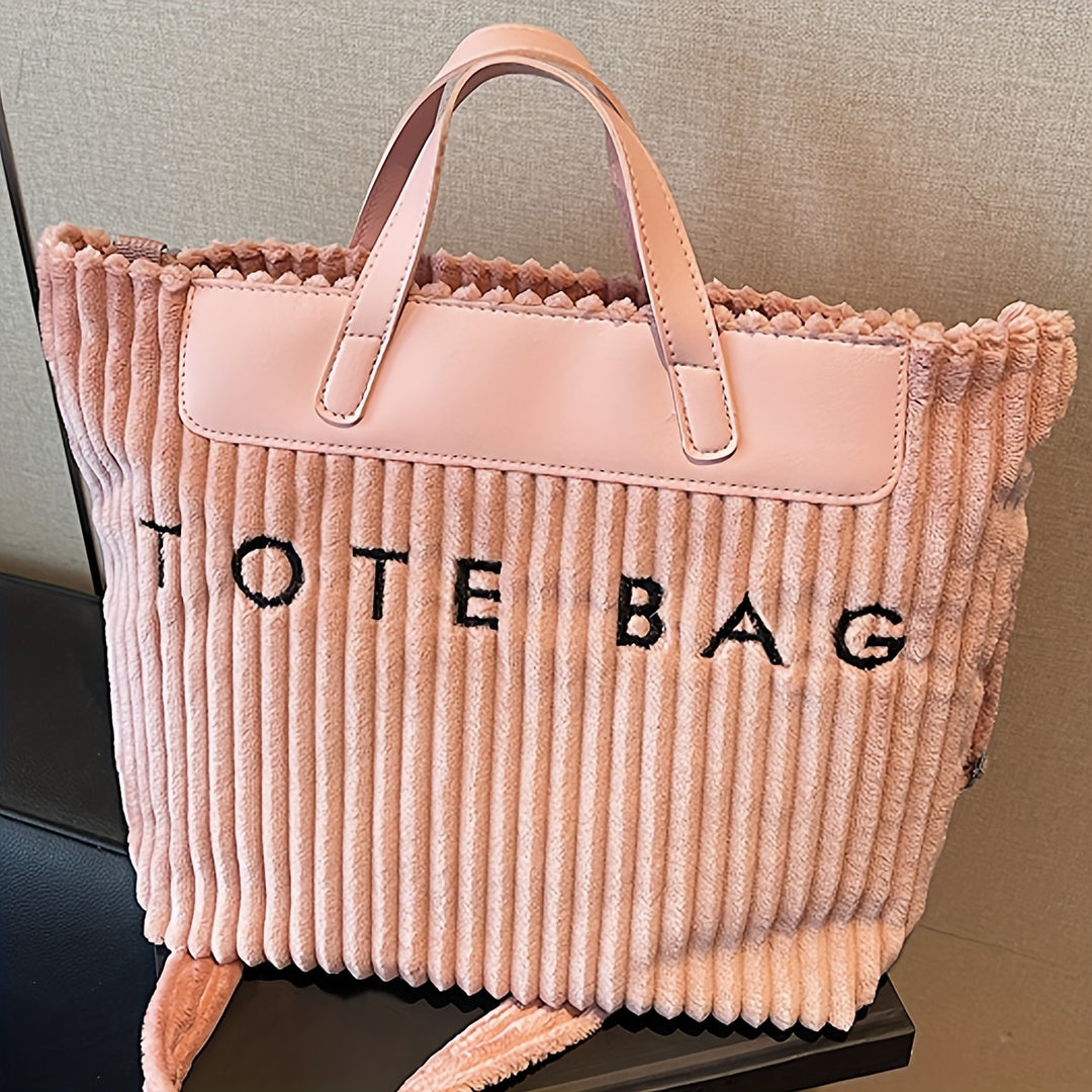 Large Zipper Tote Letter Print Golden Hardware Bags - Flossy Mom