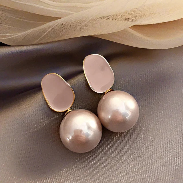 Women's Pearl Drop Earrings - pink