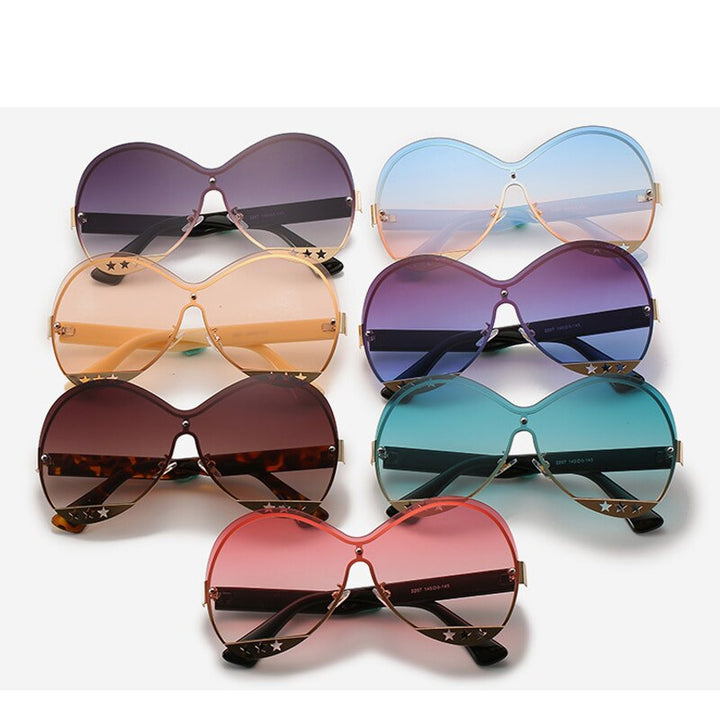 Gradient Glam Hollowed-Out Oversize Round Sunglasses - Flossy Mom