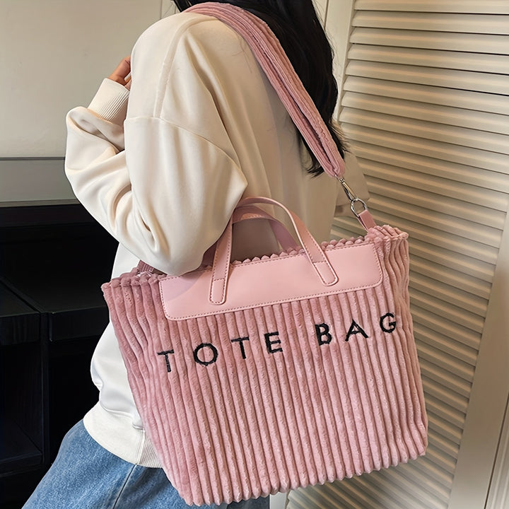 Large Zipper Tote Letter Print Golden Hardware Bags - Flossy Mom