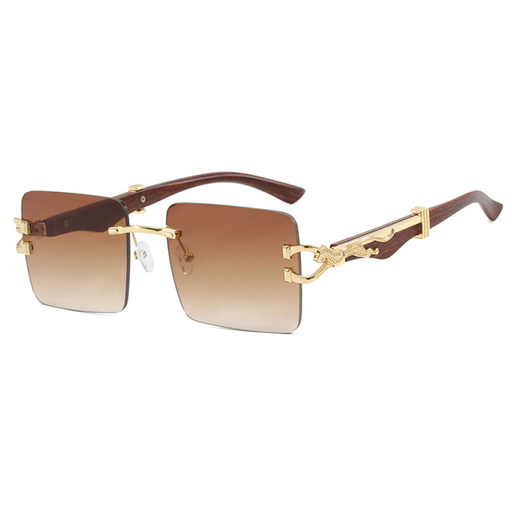 Leopard Metal Accent Frameless Sunglasses - Flossy Mom