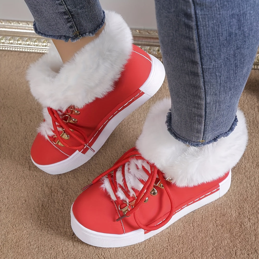 Warm Soft Fur Snow Sneakers - Stylish Comfort - Flossy Mom