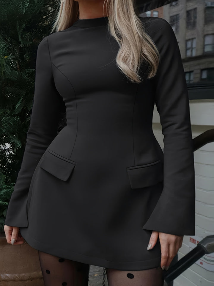 Crew Neck Body-Flattering Plus Size Stretch Dresses - Flossy Mom