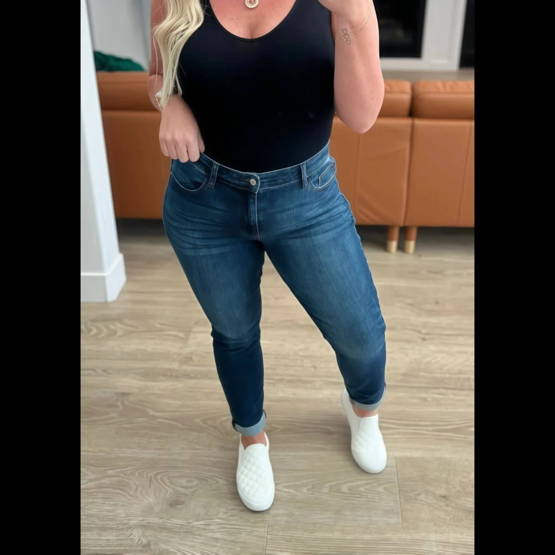 High-Waist Asymmetrical Hem Flared Plus Size Denim Jeans 👖✨ - Flossy Mom