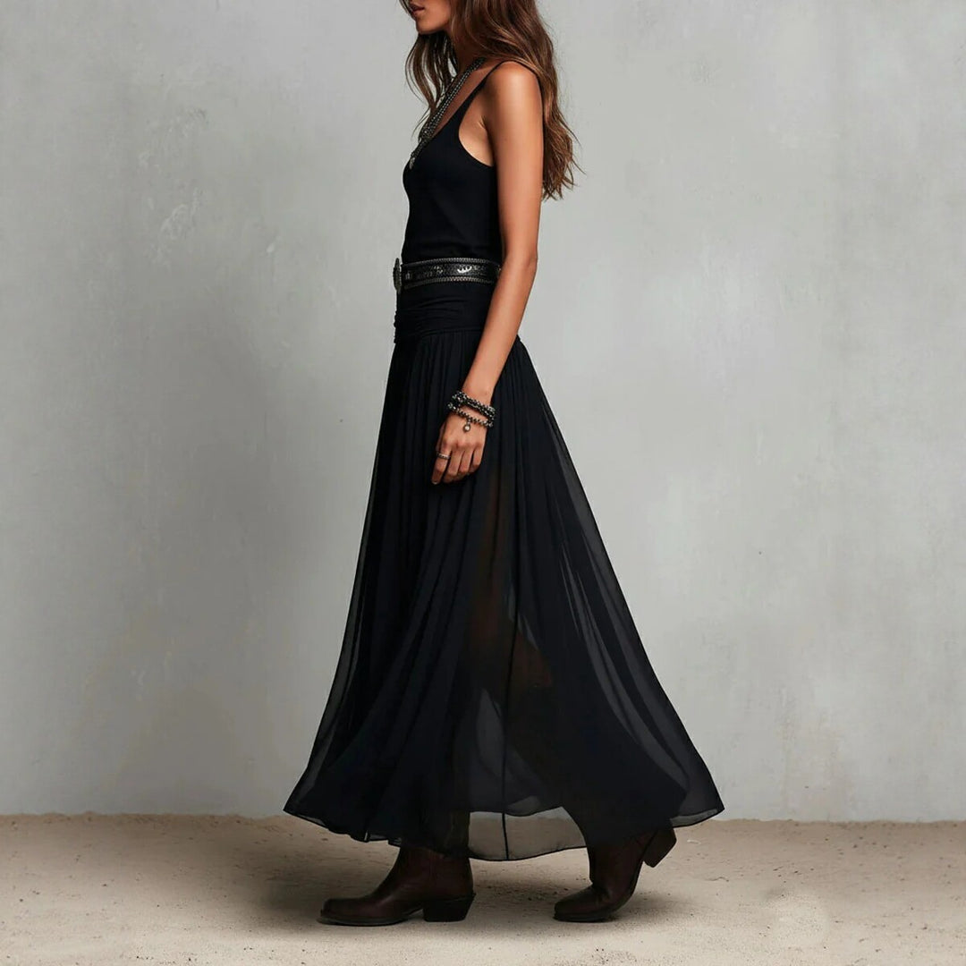 Women's Sexy Black Mesh Bodycon Maxi Dress