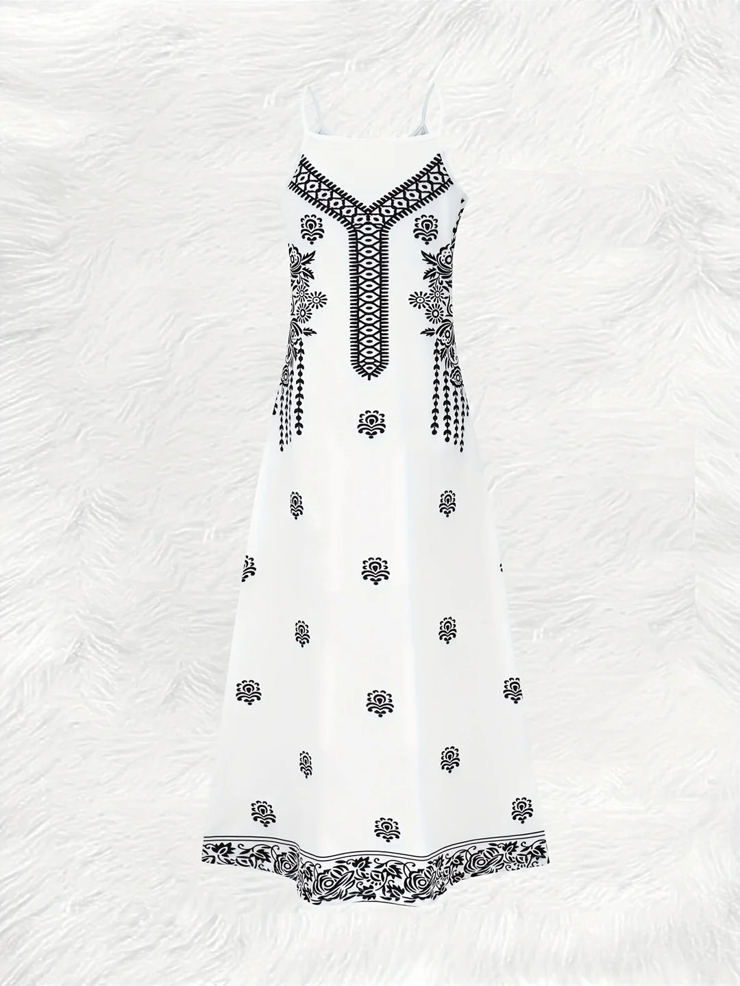 Women's Floral Print Summer Maxi Dress – V-Neck Spaghetti Strap Airy Beach Vacation Dresses