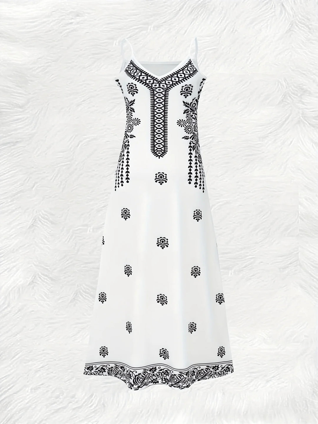 Women's Floral Print Summer Maxi Dress – V-Neck Spaghetti Strap Airy Beach Vacation Dresses