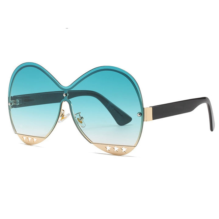 Gradient Glam Hollowed-Out Oversize Round Sunglasses - Flossy Mom