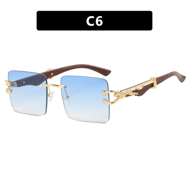 Leopard Metal Accent Frameless Sunglasses - Flossy Mom