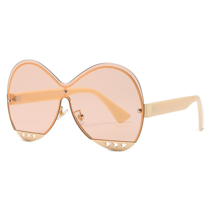 Gradient Glam Hollowed-Out Oversize Round Sunglasses
