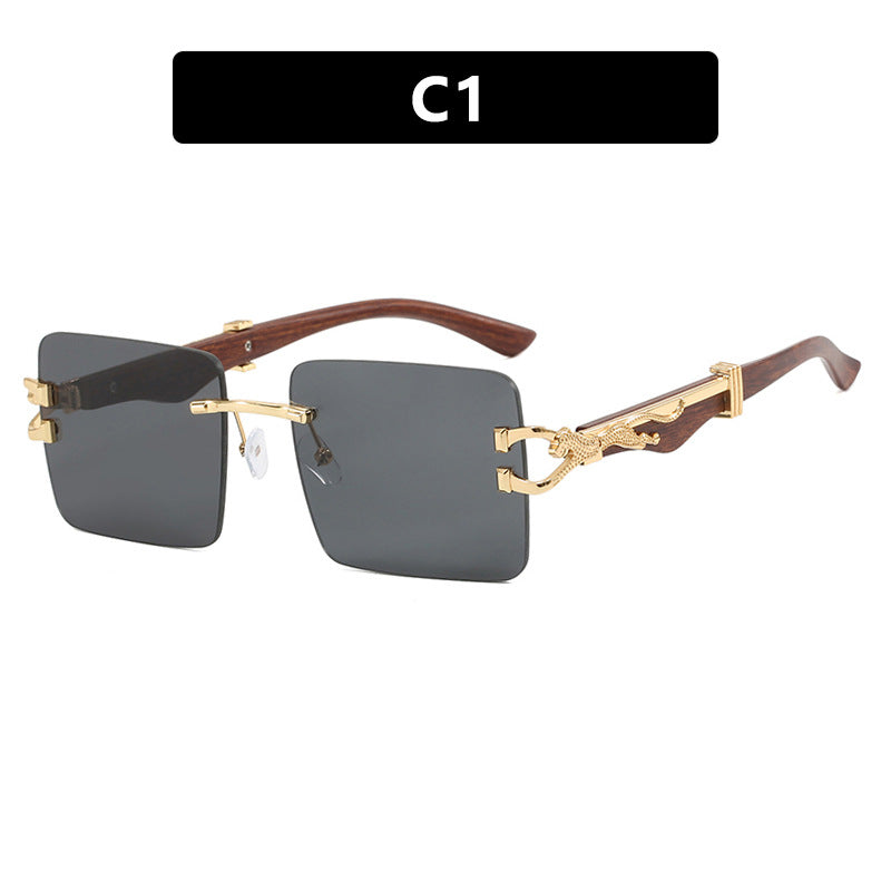 Leopard Metal Accent Frameless Sunglasses - Flossy Mom