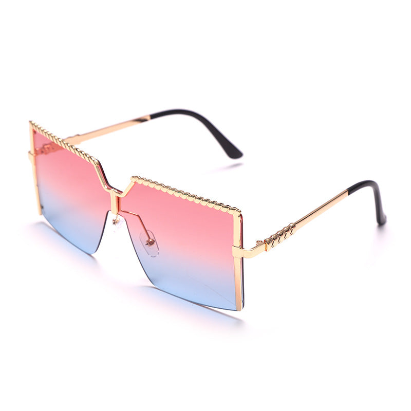 Oversized Square Sunglasses 💋 Retro Frameless - Flossy Mom